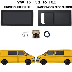 trade glass uk vw volkswagen t5 t6 transporter driver fixed solid passenger sliding opening windows