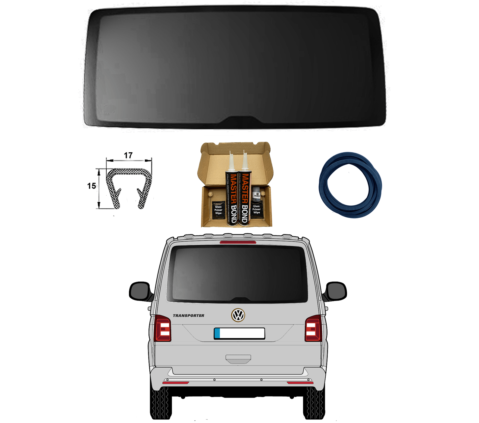 T6 Rear Window VW T6 Windows – TAILGATE Rear Door Window - Campertec Glass
