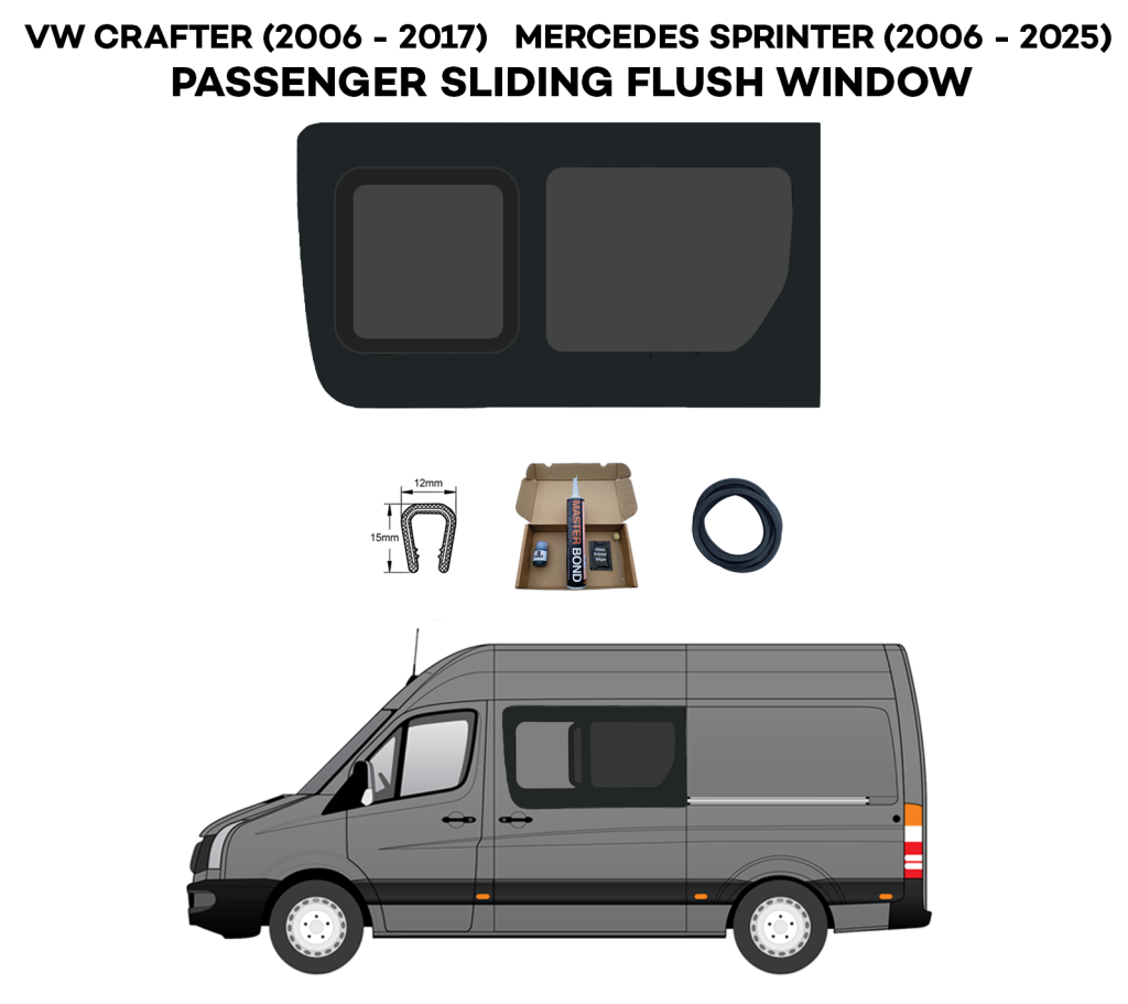 Mercedes Sprinter Passenger Side Sliding FLUSH Window