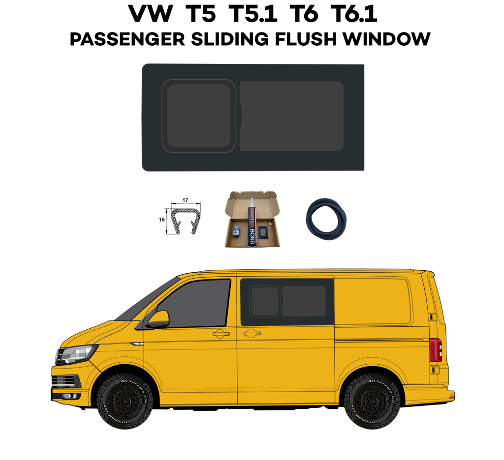 VW T5 Passenger Side Sliding FLUSH Windows