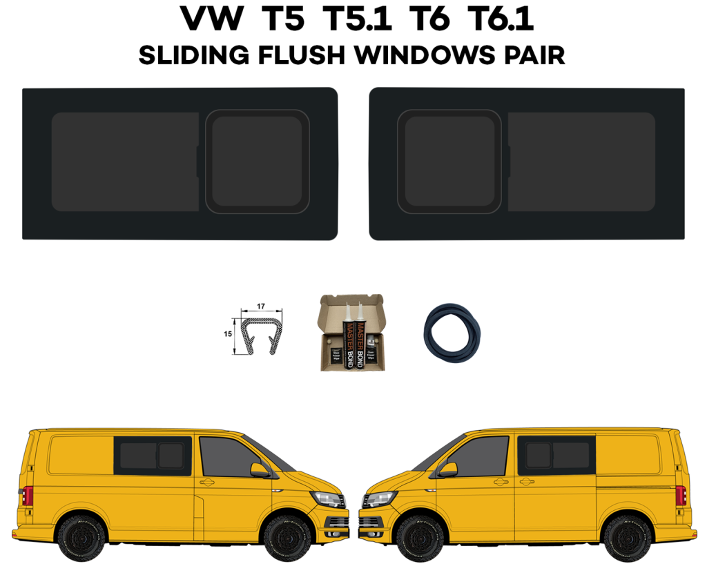 VW T5 Sliding FLUSH Windows